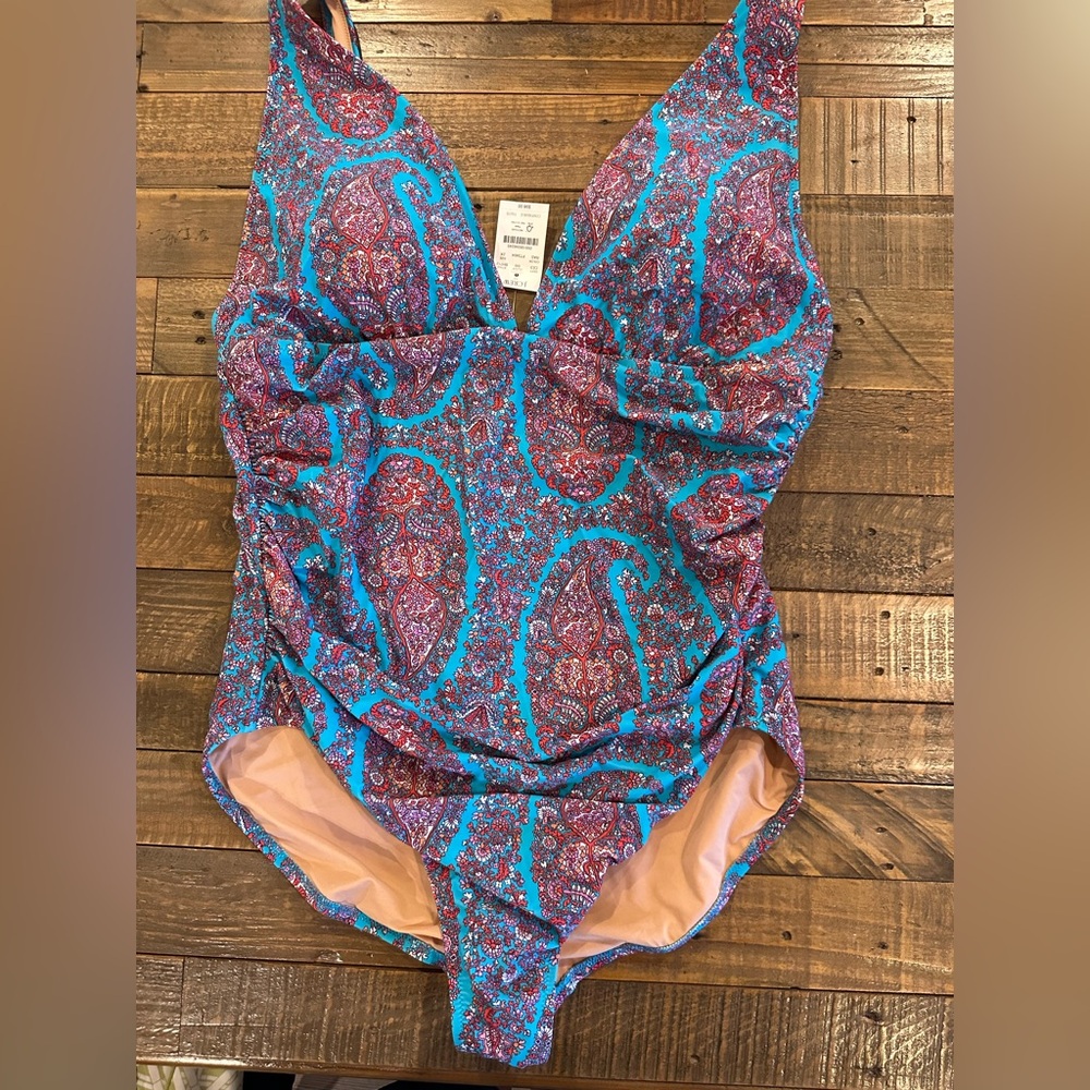 J. Crew Paisley Design One Piece Bathing Suit Size 2X New with Tags